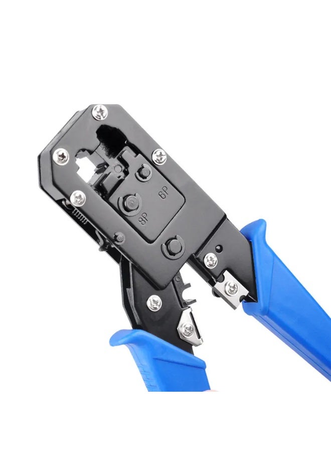 ابلس أداة متعددة الوظائف لكبس كابلات الشبكة (RJ45 وRJ11 وRJ12) – كماشة كبس كابلات إيثرنت (LAN) مزودة بقاطع ومقشر للأسلاك، مخصصة لكابلات الإنترنت والهاتف (Cat5 وCat5e وCat6) والموصلات المعيارية (Modular Plugs). - Image 2