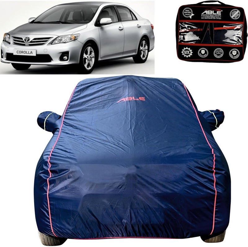 Able Parashuit Blue WR Series Car Body Cover with Mirror Pockets and Driver Door Zipper Compatible for Toyota Old Corolla Type-I (Before 2012 Model) - Image 1