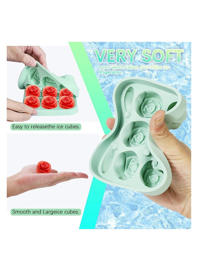 SYOSI 9 Hole Silicone Rose Ice Cube Mold Ice Ball Maker with Lid Silicone Sphere Ice Cube Tray Sphere Ice Cube Mold Silicone Ice Ball Maker Ice Cube Container for Cooling Whiskey Cocktail Juice Green - Image 3