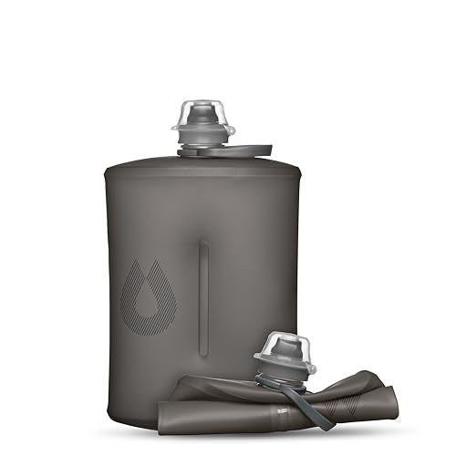 HydraPak Stow - Collapsible Backpacking Water Bottle (1 Liter) - BPA Free, Ultra Light, Spill-Proof Twist Cap - Mammoth Grey - Image 1