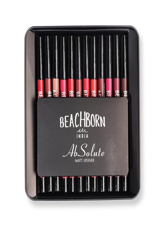 BEACHBORN INDIA Matte Liner with Tin Set of 12 | One Swipe Smooth Application | Long Lasting & Travel Friendly Lip Pencil | Multicolor |Smudge Free | Waterproof | Creamy Lip Liner Pencil| - Image 3