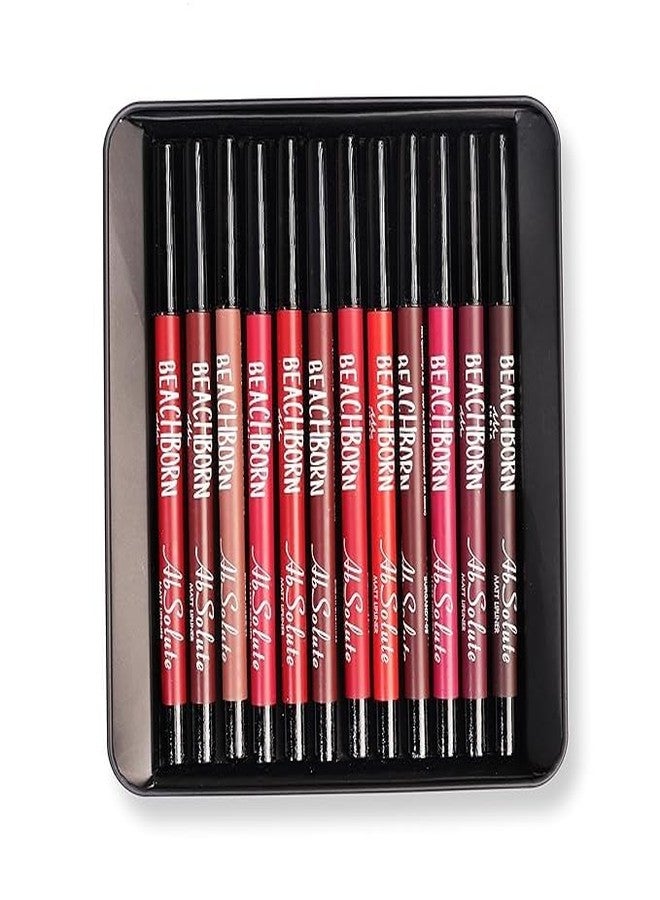 BEACHBORN INDIA Matte Liner with Tin Set of 12 | One Swipe Smooth Application | Long Lasting & Travel Friendly Lip Pencil | Multicolor |Smudge Free | Waterproof | Creamy Lip Liner Pencil| - Image 4