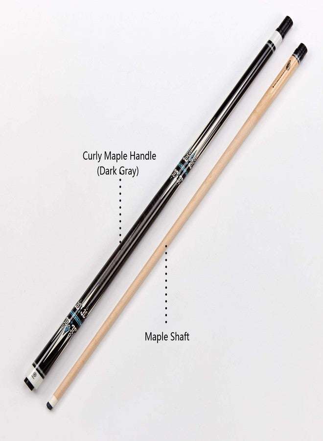Collapsar CXT020 Pool Cue with Soft Case,Black with Cream Points and Turquoise,Wrapless Dark Gray Curly Maple Handle, 58Inch Professional Pool Stick (Dark Gray Handle, 20 Ounce) - Image 3