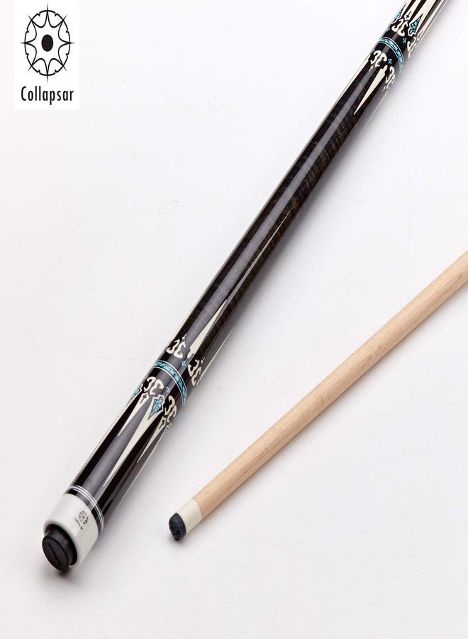 Collapsar CXT020 Pool Cue with Soft Case,Black with Cream Points and Turquoise,Wrapless Dark Gray Curly Maple Handle, 58Inch Professional Pool Stick (Dark Gray Handle, 20 Ounce) - Image 4
