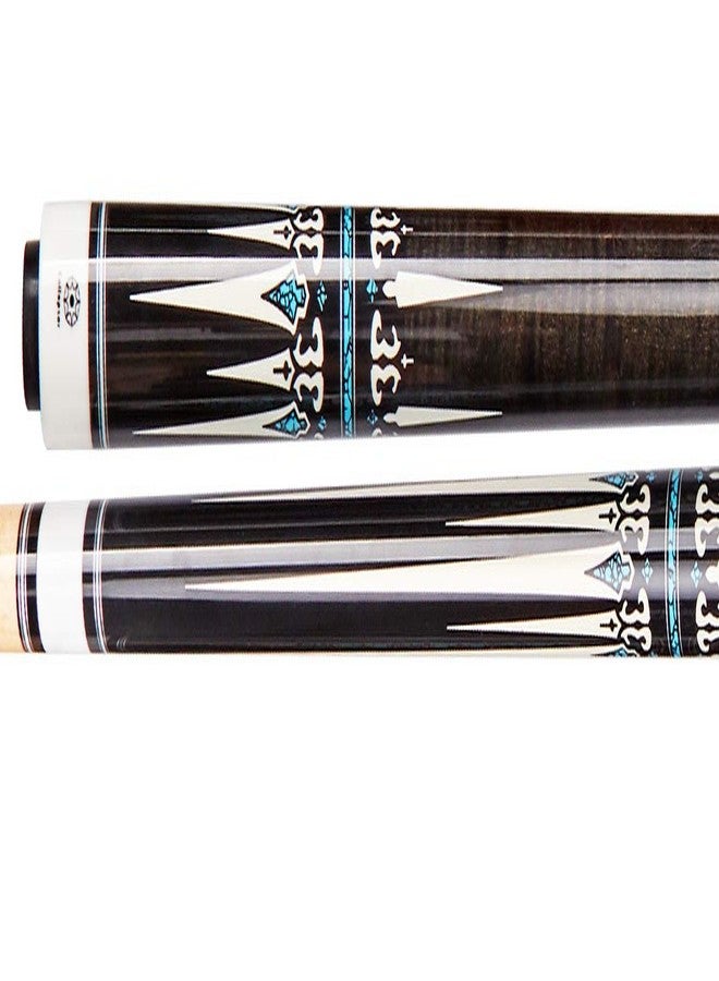 Collapsar CXT020 Pool Cue with Soft Case,Black with Cream Points and Turquoise,Wrapless Dark Gray Curly Maple Handle, 58Inch Professional Pool Stick (Dark Gray Handle, 20 Ounce) - Image 2
