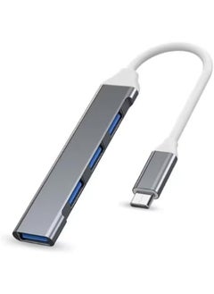 Generic USB-C Hub to 4-Port USB Adapter – 3x USB 3.0 + 1x USB 2.0 Slim Aluminum Data Splitter – Portable and Compact USB Converter Base 
