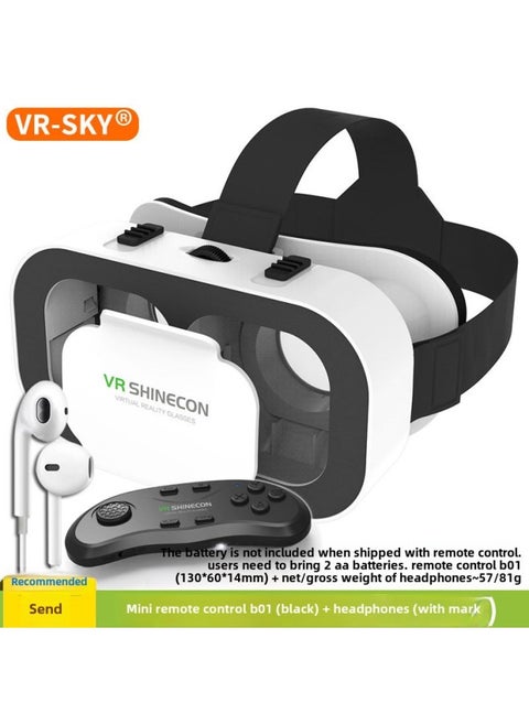Portable VR Headset Virtual Reality Glasses 3D Gaming Eyewear Lightweight Design For Mobile Devices Fashionable And Business Use-Color:5 Generation HD Version B01 Remote Control Headset