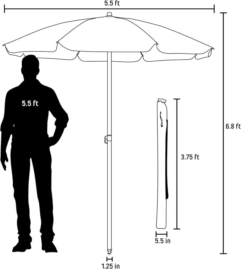 PICNIC TIME 5.5 Ft Portable Beach Umbrella, Lightweight UV Protection Sunshade with Tilt Pole & Carry Bag, Outdoor Canopy Umbrella for Beach, Sand, Pool, Patio, Camping, Travel, or Backyard Shade, (Yellow Cabana Stripe) - Image 2