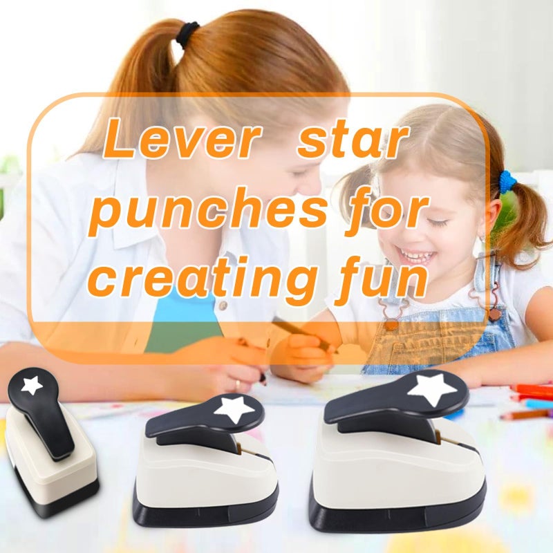 3Pack Star Hole Paper Punch for Crafts, 1 inch Craft Punch, 5/8 inch Hole Punch Shape, 3/8 inch Paper Punch for Crafting - Image 4