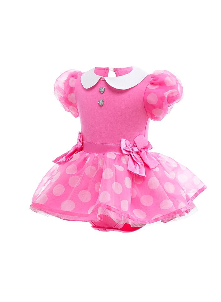 ميكي ميني طفل ثوب الزفاف ، فتاة رضيع لعب دور اللباس ، الوردي دوت ، الأميرة اللباس ، وشاح ، لطيف وحيوية ومريحة - Image 1