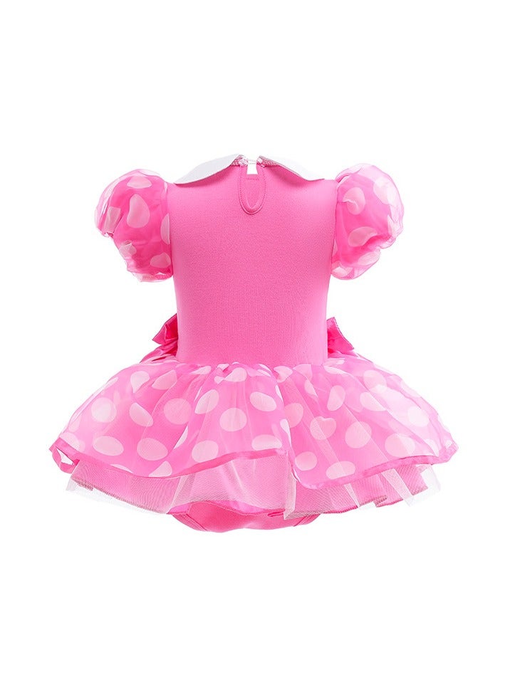 ميكي ميني طفل ثوب الزفاف ، فتاة رضيع لعب دور اللباس ، الوردي دوت ، الأميرة اللباس ، وشاح ، لطيف وحيوية ومريحة - Image 2