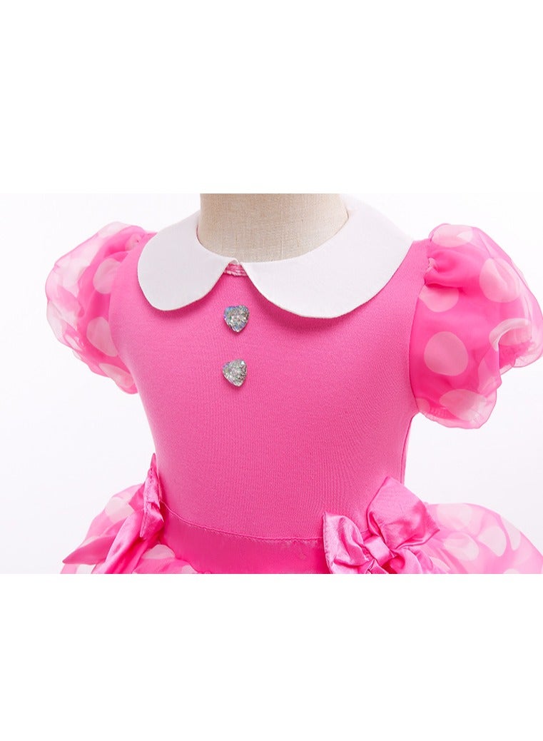 ميكي ميني طفل ثوب الزفاف ، فتاة رضيع لعب دور اللباس ، الوردي دوت ، الأميرة اللباس ، وشاح ، لطيف وحيوية ومريحة - Image 4