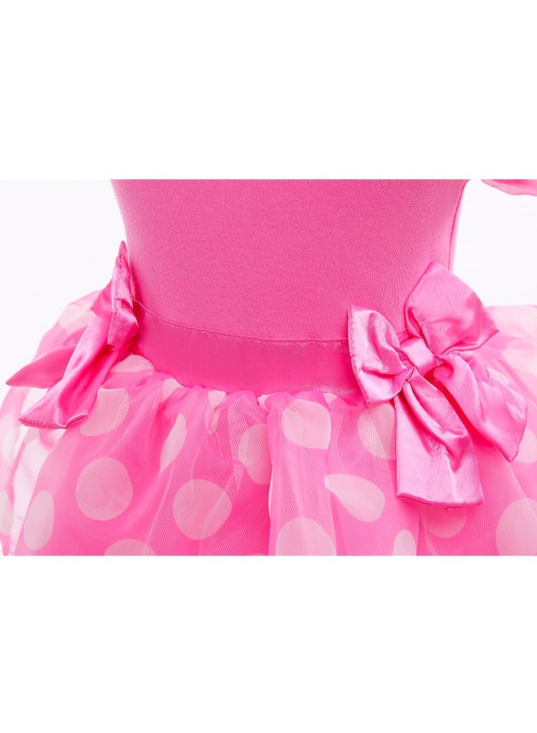 ميكي ميني طفل ثوب الزفاف ، فتاة رضيع لعب دور اللباس ، الوردي دوت ، الأميرة اللباس ، وشاح ، لطيف وحيوية ومريحة - Image 5