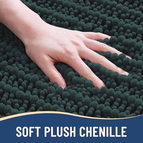 Arotive Luxury Bathroom Rugs 24x16, Extra Soft Thick Absorbent Shaggy Chenille Bath Rugs, Non-Slip Machine Wash Dry, Bath Mats for Bathroom Floor, Tub and Shower, Home Decor Accessories, Dark Green - Image 3