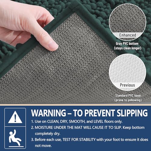 Arotive Luxury Bathroom Rugs 24x16, Extra Soft Thick Absorbent Shaggy Chenille Bath Rugs, Non-Slip Machine Wash Dry, Bath Mats for Bathroom Floor, Tub and Shower, Home Decor Accessories, Dark Green - Image 5