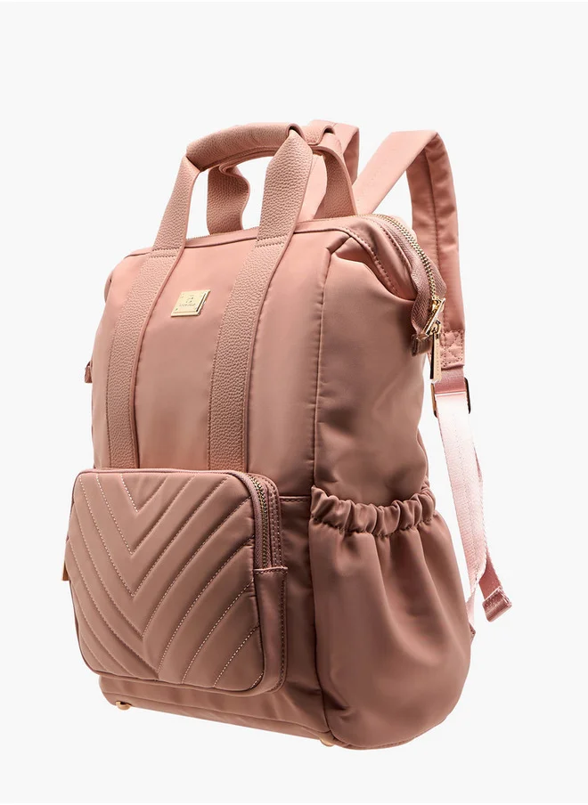 Flora Bella By Shoexpress Women Textured Backpack with Adjustable Straps and Zip Closure - 15x28x39 cm