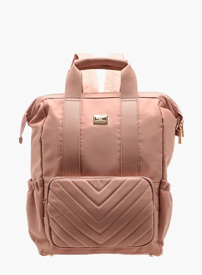 Flora Bella By Shoexpress Women Textured Backpack with Adjustable Straps and Zip Closure - 15x28x39 cm