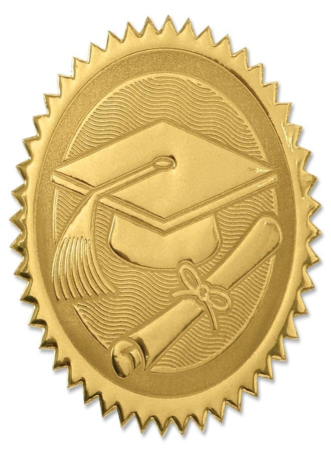 PaperDirect Embossed Graduation Cap and Diploma Gold Foil Certificate Seals, 2 Inch, Self Adhesive, 102 Count, Embossed Seals for Certificates, Achievement Award Stickers for School, Work, Diploma - Image 1