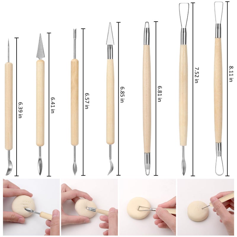 Blisstime 18PCS Clay Sculpting Tools, Basic Clay Pottery Carving Tool Kit with Wooden Handles and Tool Bag - Image 3