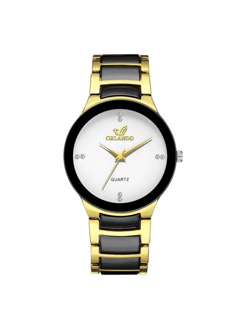 Fashion Watch and Bracelet Set for Couples Men's white face