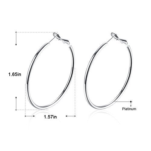 GSLAOZ Hoop Earrings, 18K White Gold Plated Rounded Hoops Earrings for Women - Image 4
