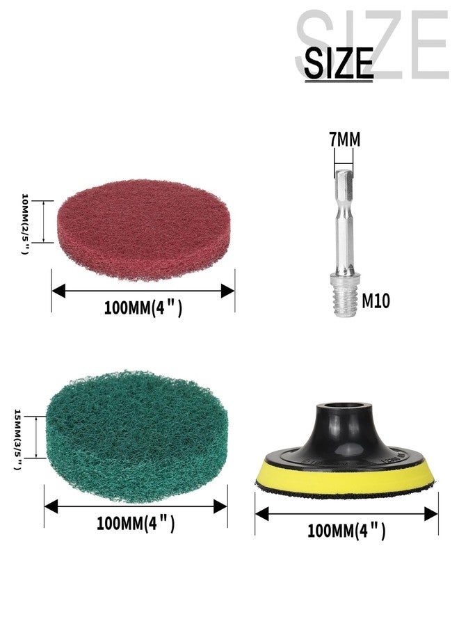 Baisiky 4 Inch Drill Brush Power Scouring Pads - Heavy Duty Tub and Tile Cleaner - Household Cleaning Kit Includes Drill Attachment, 5 Red, 5 Stiff Green Scrubber Pads - Image 2