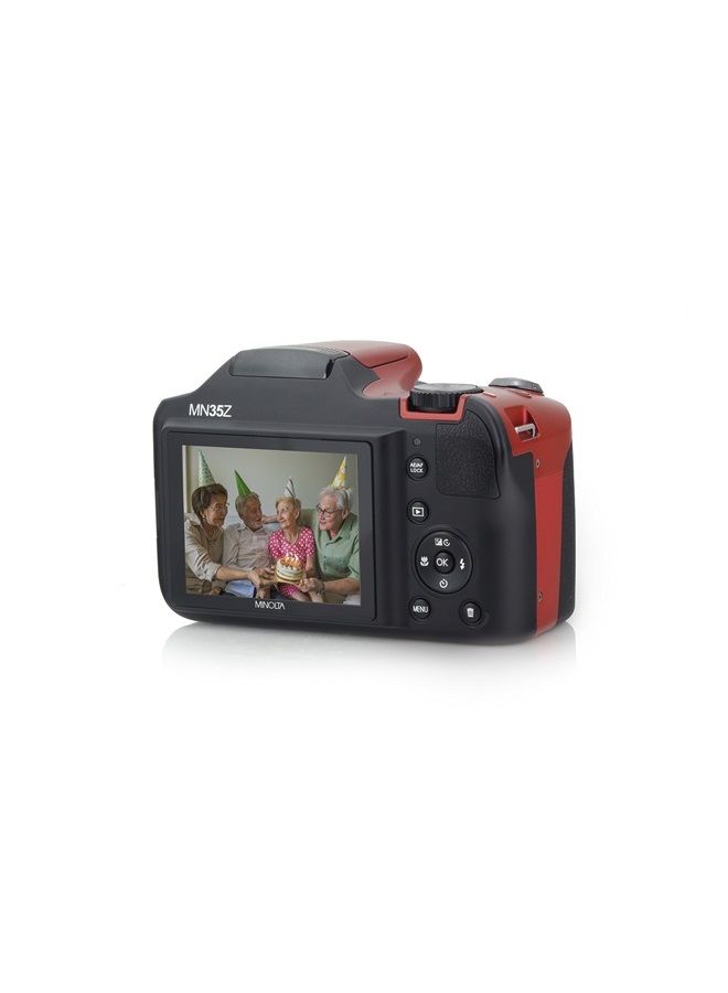 Minolta 20 Mega Pixels WiFiDigital Camera with 35x Optical Zoom & 1080p HD Video Optical with 3-Inch LCD, 4.8 x 3.4 x 3.2, Red (MN35Z-R) - Image 4