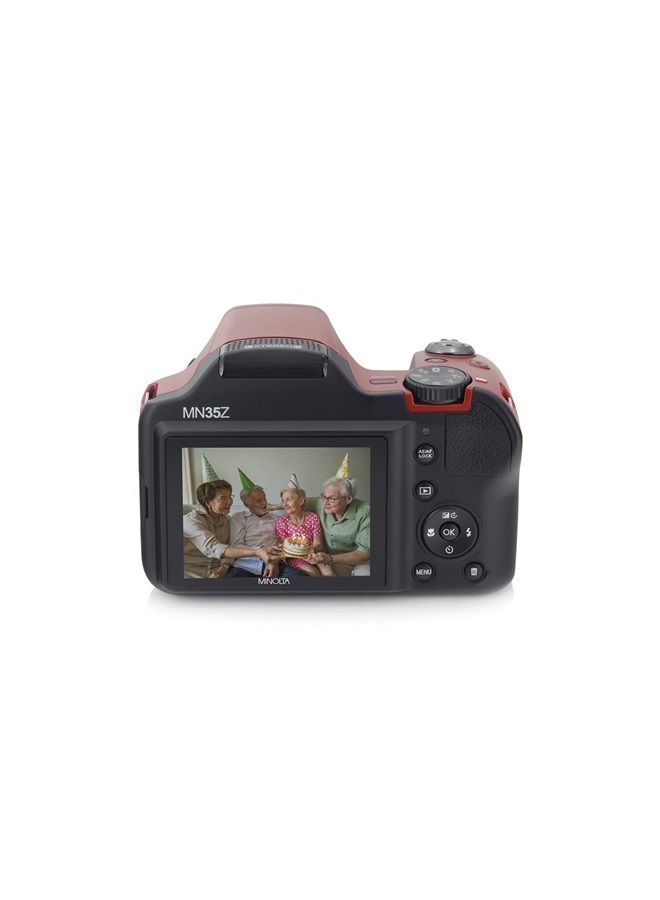 Minolta 20 Mega Pixels WiFiDigital Camera with 35x Optical Zoom & 1080p HD Video Optical with 3-Inch LCD, 4.8 x 3.4 x 3.2, Red (MN35Z-R) - Image 3