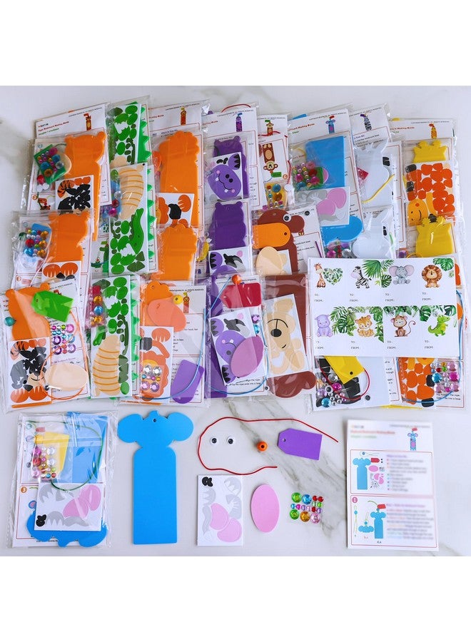 Winlyn 32 Sets Jungle Animal Crafts Kits DIY Jungle Safari Zoo Wild Animal Bookmarks Decorations Art Set Tiger Lion Zebra Foam Stickers for Kids Party Favors Classroom Activities Reading Rewards - Image 5