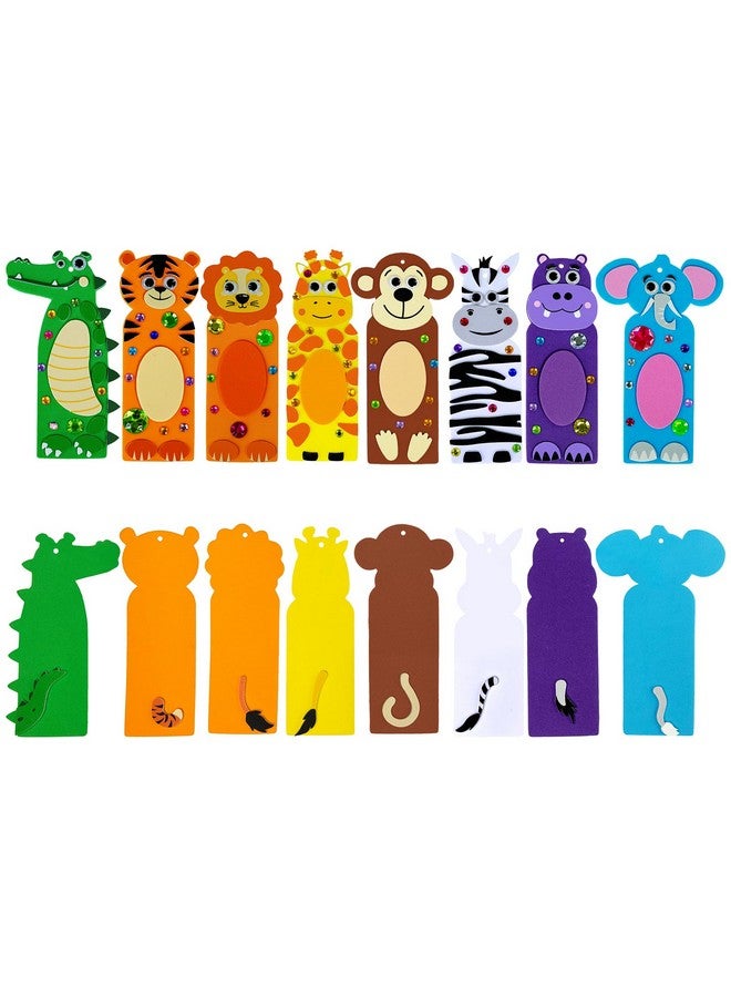 Winlyn 32 Sets Jungle Animal Crafts Kits DIY Jungle Safari Zoo Wild Animal Bookmarks Decorations Art Set Tiger Lion Zebra Foam Stickers for Kids Party Favors Classroom Activities Reading Rewards - Image 2