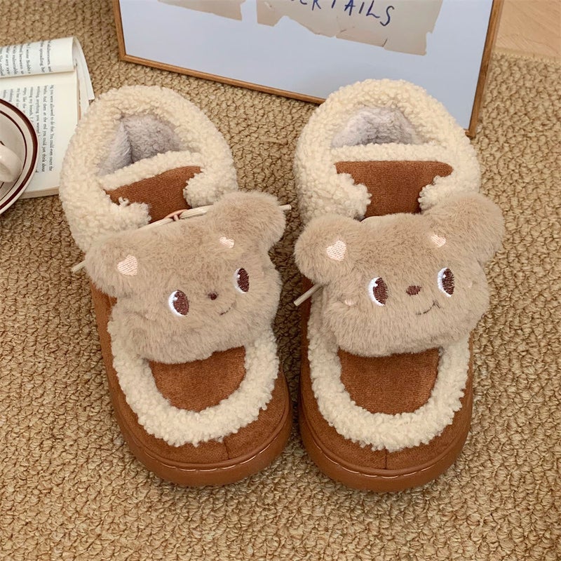 Vintage Girl'S Heart Color-Matching High-Grade Snow Boots Women'S Winter Warm Fleece-Lined Thickened Cute Bear Northeast Cotton Shoes - Image 5