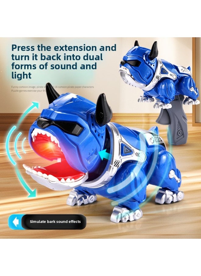 Acousto-optic Mechanical Bulldog Acousto-optic Dual-form Toy Gun Children's Deformation Gun Boy 3-6 Years Old Robot Dog-Color:Blue Press Mechanical Bulldog Sound And Light Dual Form-color Box  - Image 5