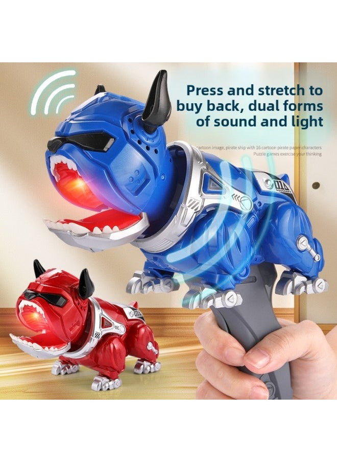 Acousto-optic Mechanical Bulldog Acousto-optic Dual-form Toy Gun Children's Deformation Gun Boy 3-6 Years Old Robot Dog-Color:Blue Press Mechanical Bulldog Sound And Light Dual Form-color Box  - Image 2