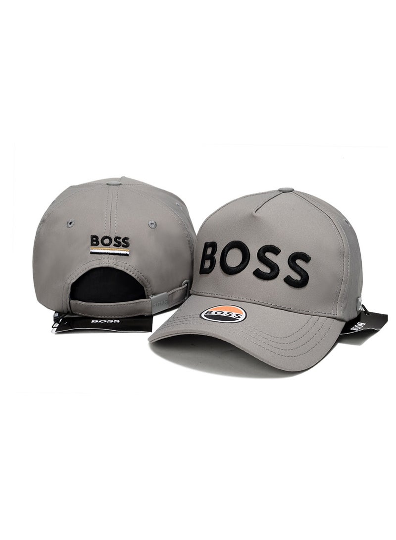 BOSS Grey Baseball Cap with Black Embroidered Logo