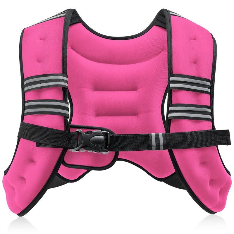 ZELUS Weighted Vest, 6lb/8lb/12lb/16lb/20lb/25lb/30lb Weight Vest with Reflective Stripe for Workout, Strength Training, Running, Fitness, Muscle Building, Weight Loss, Weightlifting, Pink(12lb) - Image 1