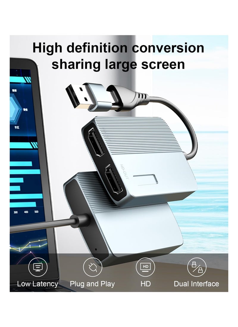 ماركة غير محددة Updated USB 3.0 to Dual HDMI Adapter for Mac and Windows, USB C to HDMI Adapter for Two Monitors, 1080p Dual Monitor Splitter, Extended Display with Three Separate Screens  - Image 3