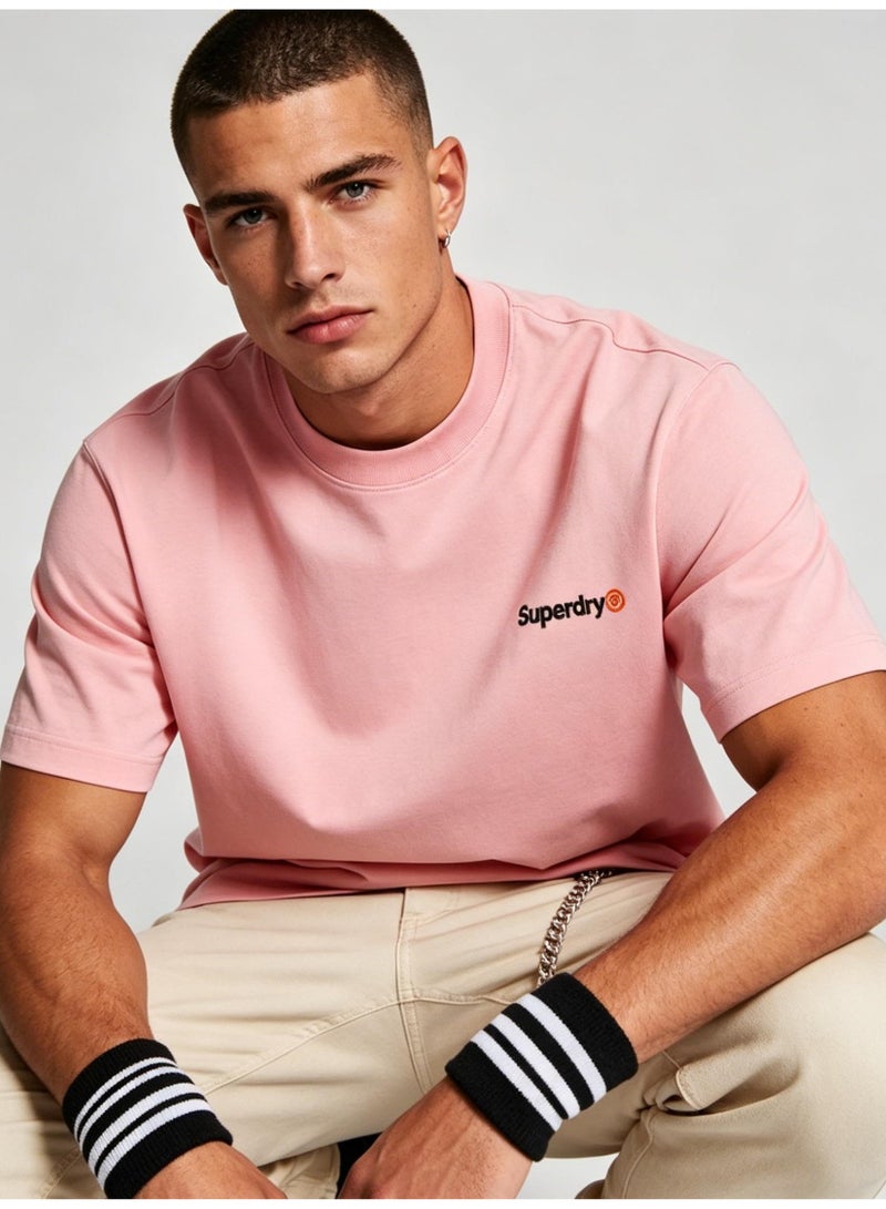 Superdry heavy 300g cotton short-sleeved T-shirts for men and women with the same simple small loose casual couple tops. - Image 1