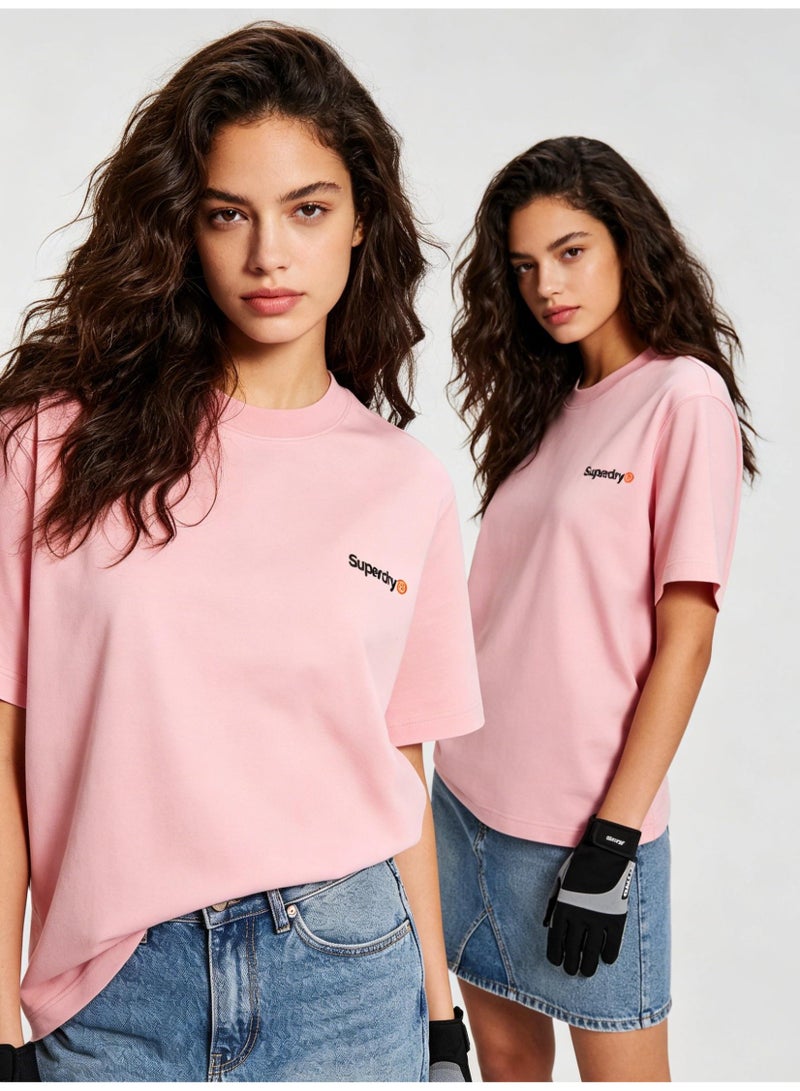 Superdry heavy 300g cotton short-sleeved T-shirts for men and women with the same simple small loose casual couple tops. - Image 5
