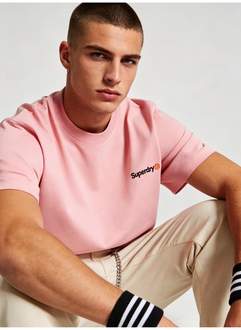 Superdry heavy 300g cotton short-sleeved T-shirts for men and women with the same simple small loose casual couple tops. - Image 3