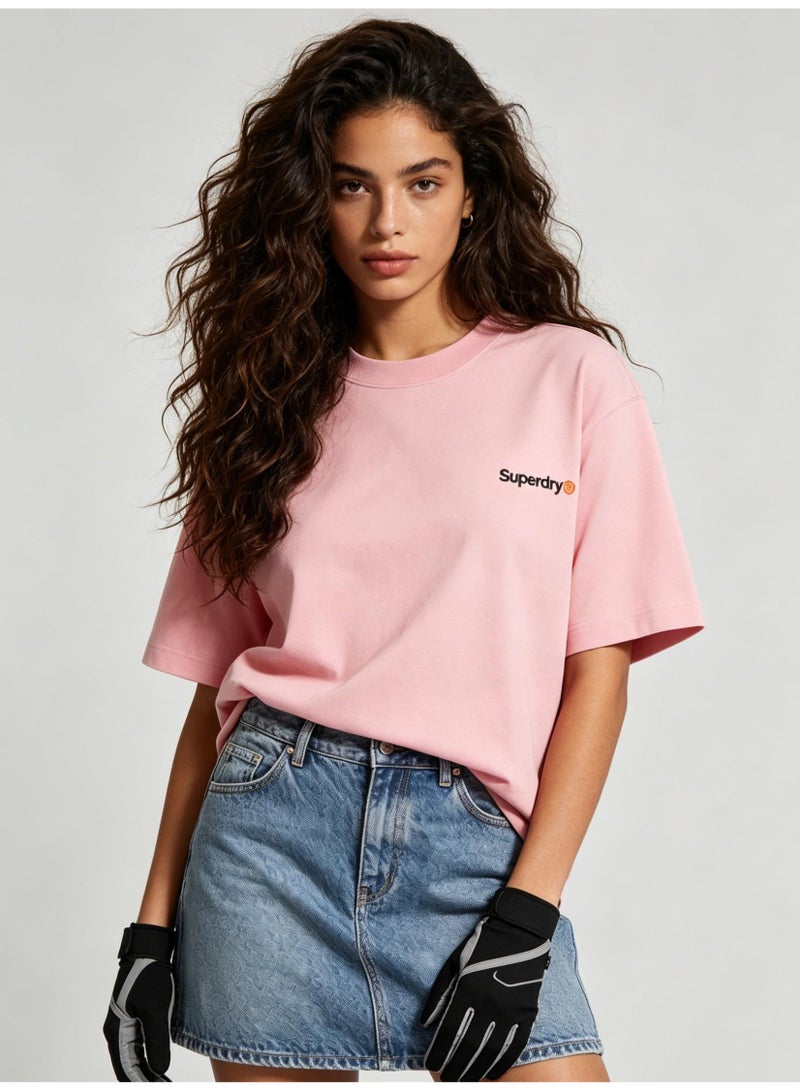 Superdry heavy 300g cotton short-sleeved T-shirts for men and women with the same simple small loose casual couple tops. - Image 4