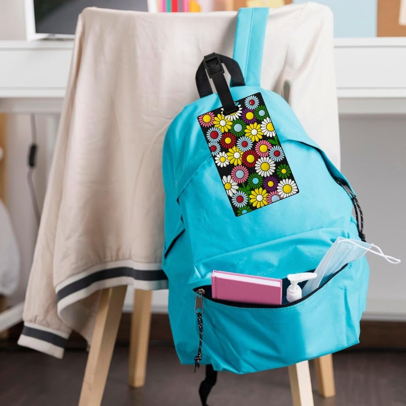Eitheo Luggage Tags for Kids Luggage Tags with Name & Address Label | Silicone Luggage Tags for Suitcases, Tags for Travel Bags/School Bags Identification tag Colorful Multi (Flower) - Image 3