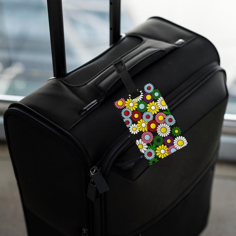 Eitheo Luggage Tags for Kids Luggage Tags with Name & Address Label | Silicone Luggage Tags for Suitcases, Tags for Travel Bags/School Bags Identification tag Colorful Multi (Flower) - Image 2