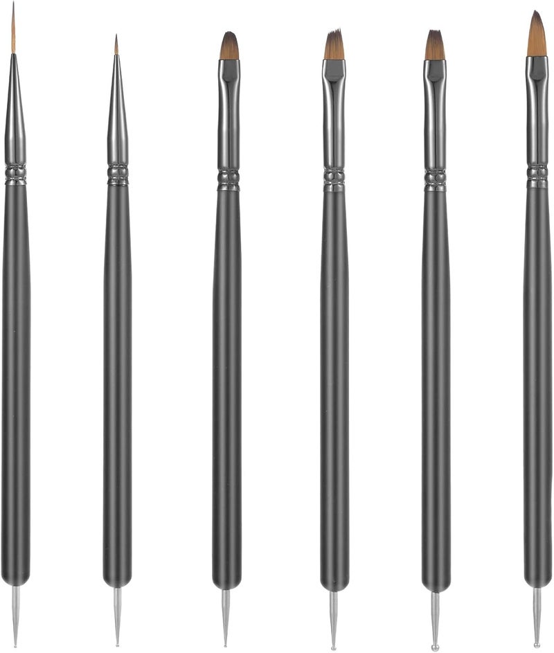 6 Pcs Nail Dotting Tools Nail Art Brushes Nails Art Gel Polish Liner Brush Nails Design Painting Brushes Manicure Tools for Salon Use Home DIY
