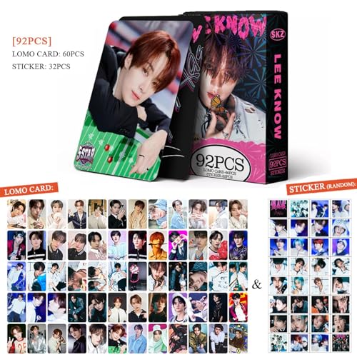 KPOPBP Stray Kids Photocards 60 PCS SKZ Rock Star Album Photo Cards with 32 PCS Stickers KPOP Gift Lomo Cards Merch for SKZ Boys and Girls (Lee Know) - Image 2