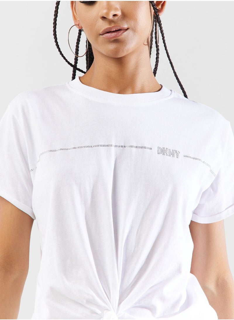 DKNY Sport - Crew Neck Knot Detail T-Shirt - Image 1