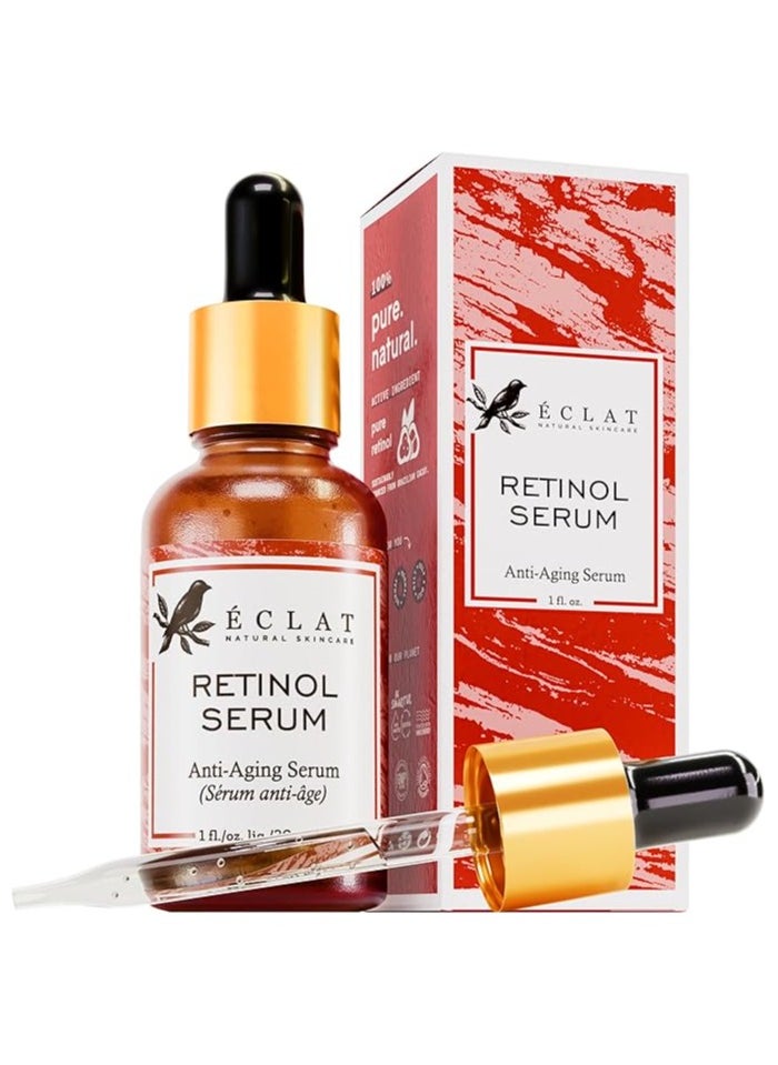 Eclat Skincare - Retinol Serum - 2.5% Retinol Serum for Face - Resurfacing Retinol Serum with Aloe Vera, Hyaluronic Acid and Vitamin B3 - Anti Wrinkle Serum Retinol for Moisturizing & Brightening - Anti-Aging Serum - Image 1