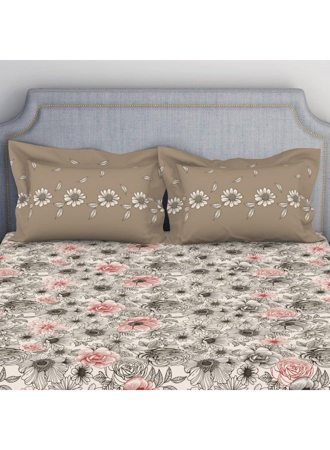 Spaces Atrium 144 TC 100% Cotton Bedsheet for Double Bed with 2 Pillow Cover | Breathable & Super Soft (88" X 100" Inches) - Cream - Image 4