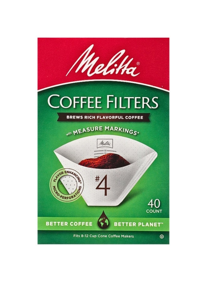 ميليتا فلتر قهوة ورقي أبيض للاستعمال مرة واحدة عدد 40 قطعة بشكل مخروطي أصلي - Image 1
