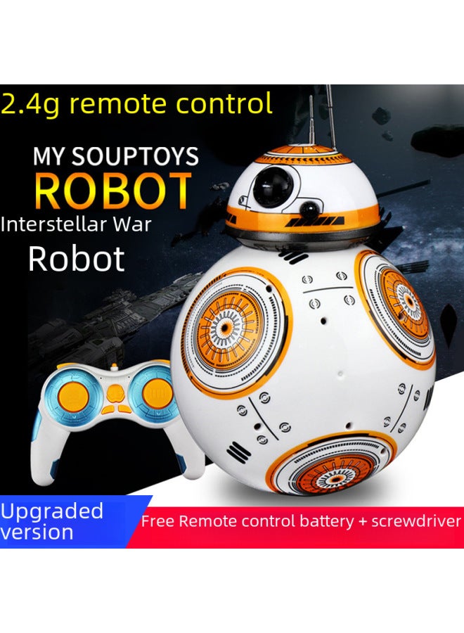 Star Wars Bb8 Force Intelligent Remote Control Robot Toy Dancing Rotating Light Music Interactive Sensory Play-Color:White - Image 2