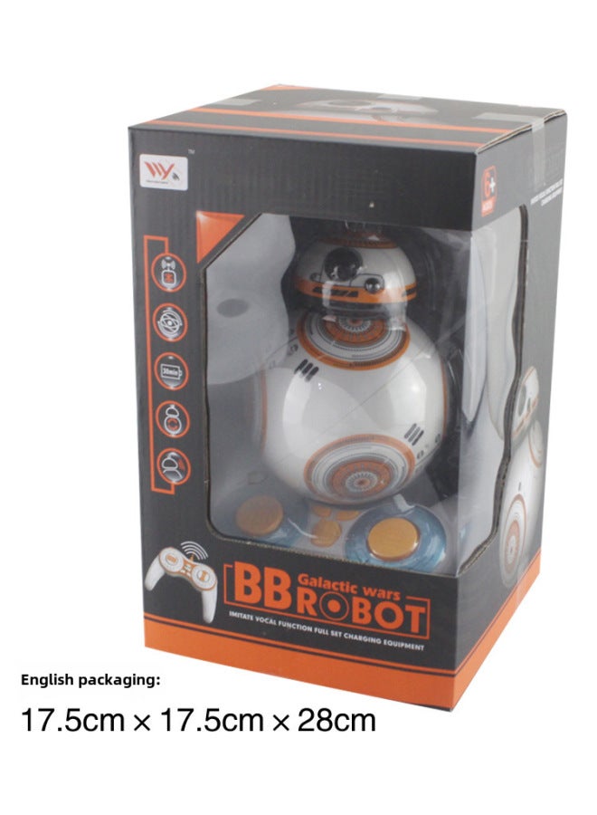 Star Wars Bb8 Force Intelligent Remote Control Robot Toy Dancing Rotating Light Music Interactive Sensory Play-Color:White - Image 1